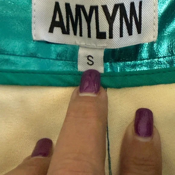 Metallic Teal Women's Pants - Picture 2 of 4